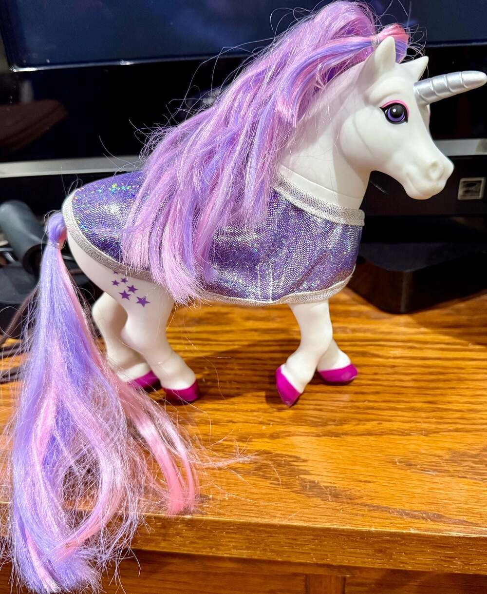 Breyer Celeste Unicorn Toy Horse with Purple Glitter Blanket